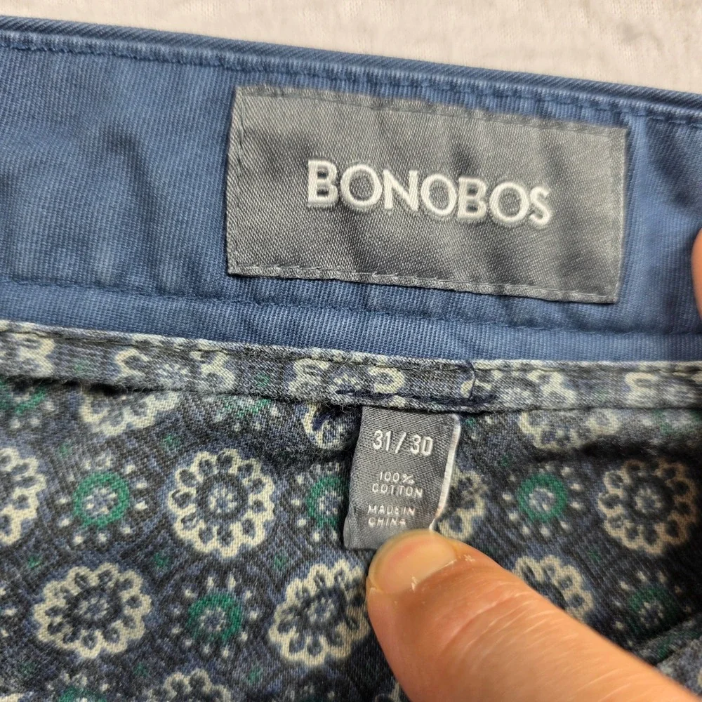 Bonobos Chino Pants‎ Mens 31(32 actual)x30 Blue Straight Leg Cotton 11598-BLK31